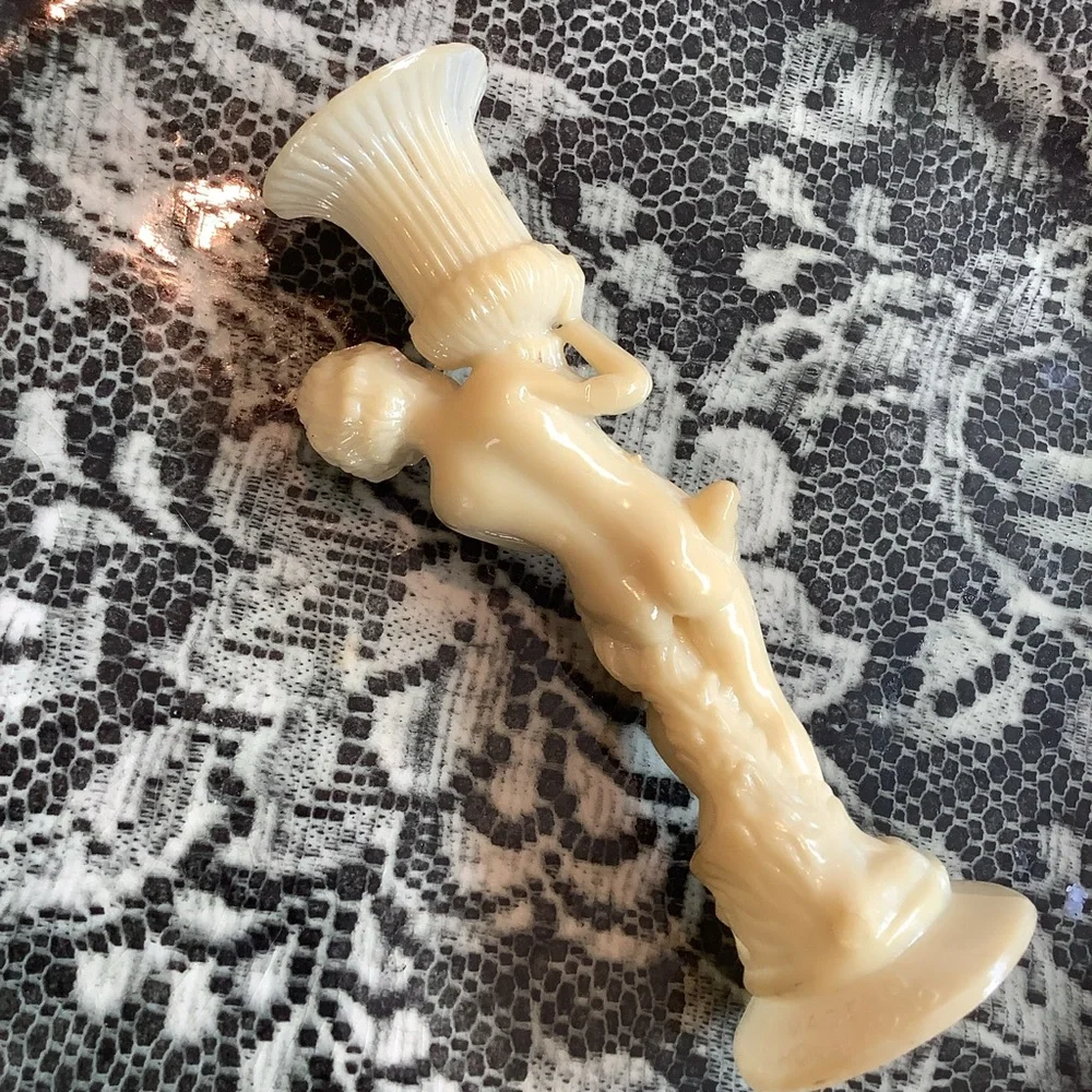 Vintage Plastic Cherub Statue Candlestick Candle Holder + Battery Candle RIBBON